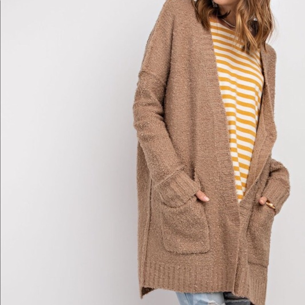 Oversized Taupe Cardigan